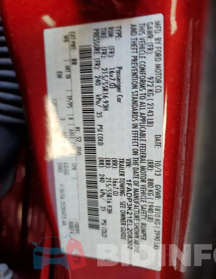 1FADP3K21EL208302 Photo# 12