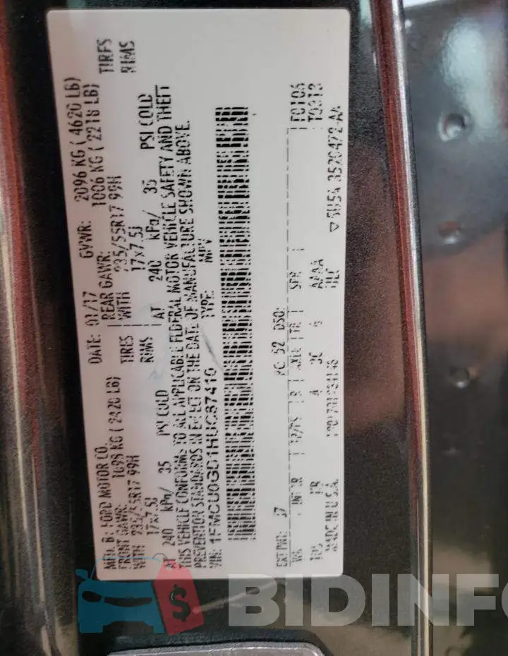 1FMCU0GD1HUC87410 Photo# 13