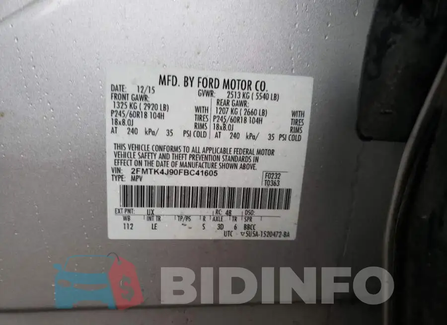 2FMTK4J90FBC41605 Photo# 13