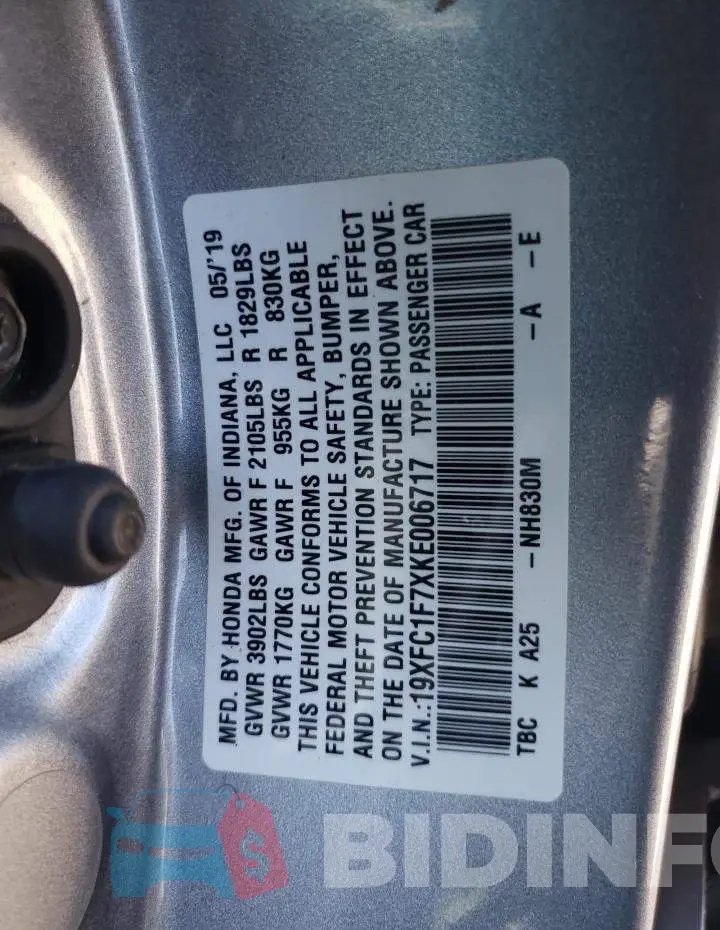 19XFC1F7XKE006717 Photo# 12