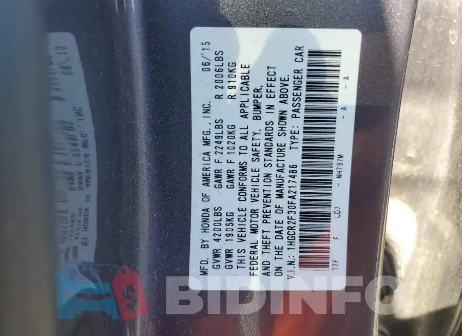 1HGCR2F30FA217486 Photo# 12