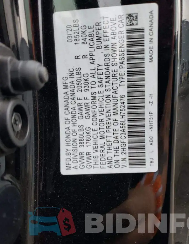 2HGFC3A56LH752476 Photo# 13