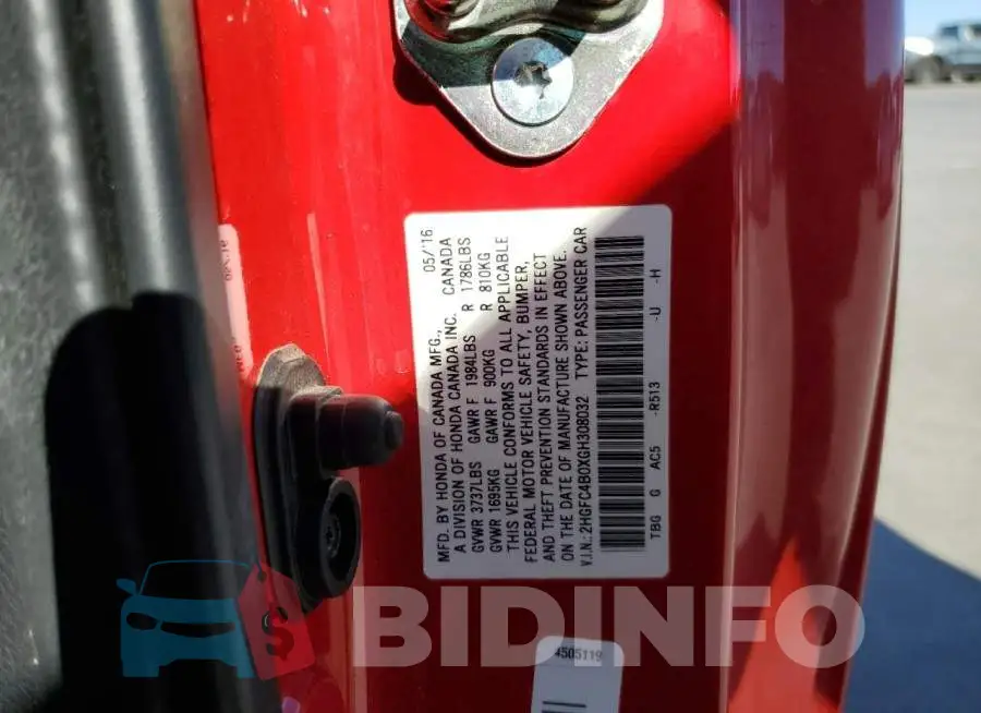 2HGFC4B0XGH308032 Photo# 12