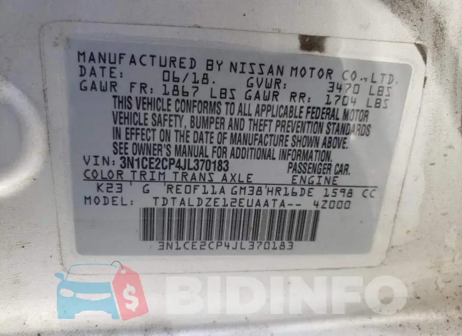 3N1CE2CP4JL370183 Photo# 12
