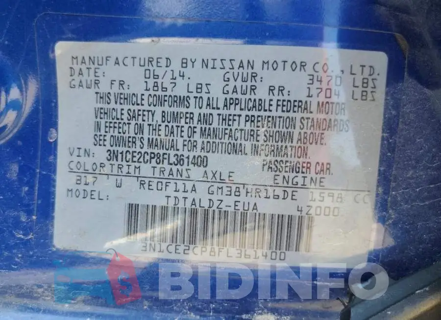 3N1CE2CP8FL361400 Photo# 12