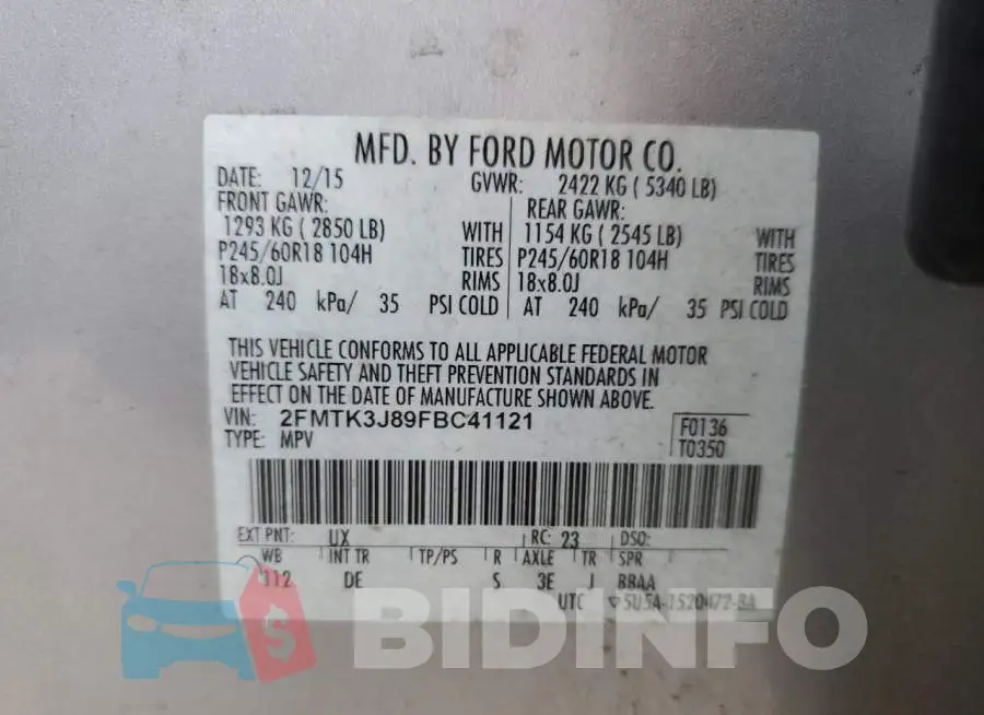 2FMTK3J89FBC41121 Photo# 12