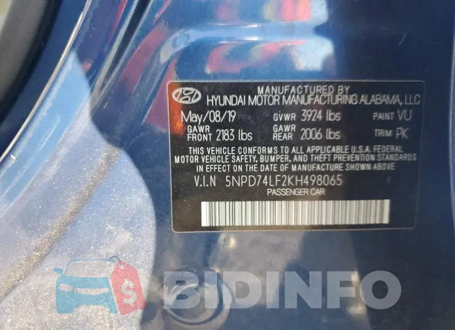 5NPD74LF2KH498065 Photo# 12
