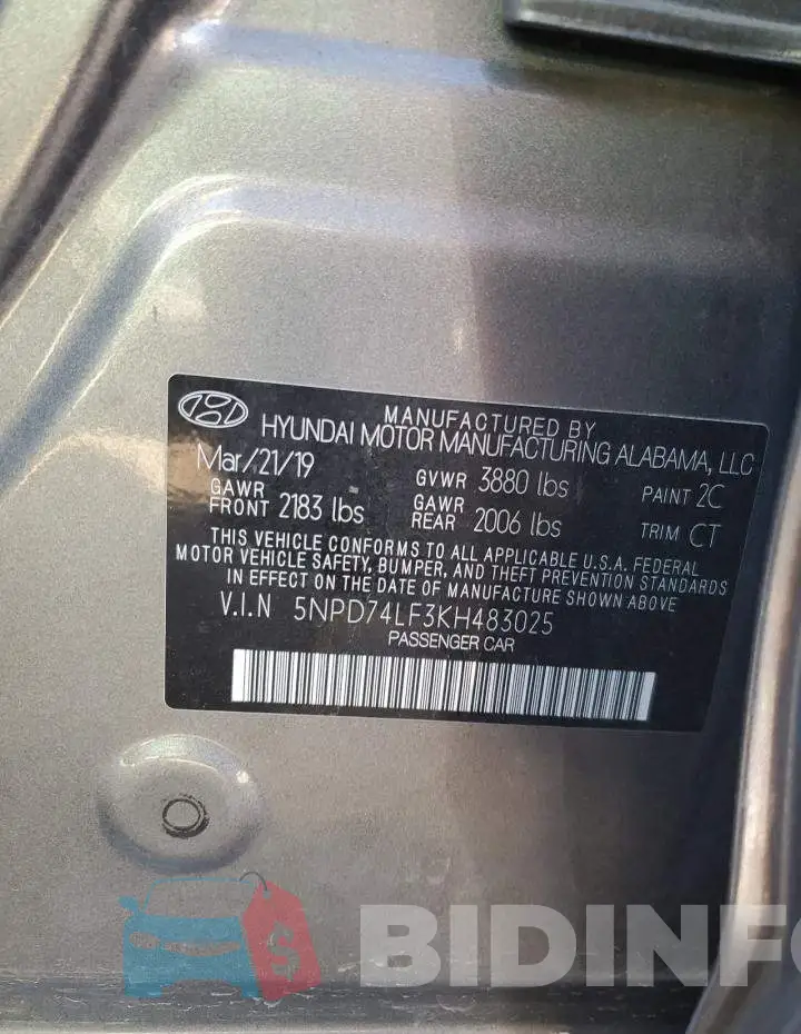 5NPD74LF3KH483025 Photo# 12