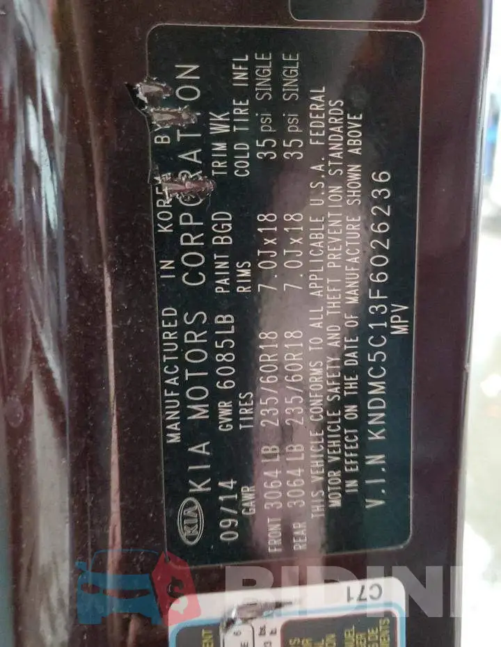 KNDMC5C13F6026236 Photo# 14