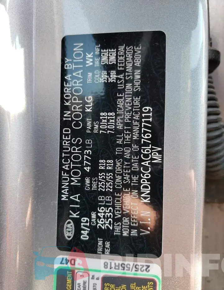 KNDP6CAC6L7677119 Photo# 12