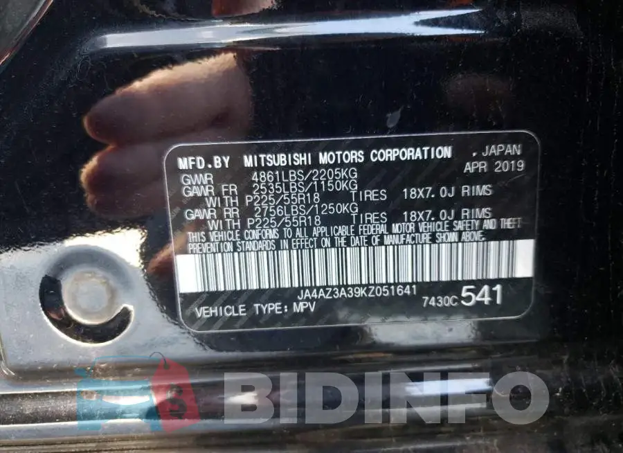 JA4AZ3A39KZ051641 Photo# 13