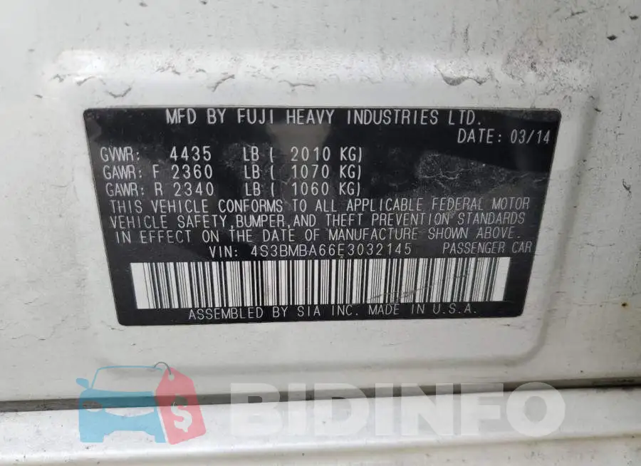 4S3BMBA66E3032145 Photo# 12