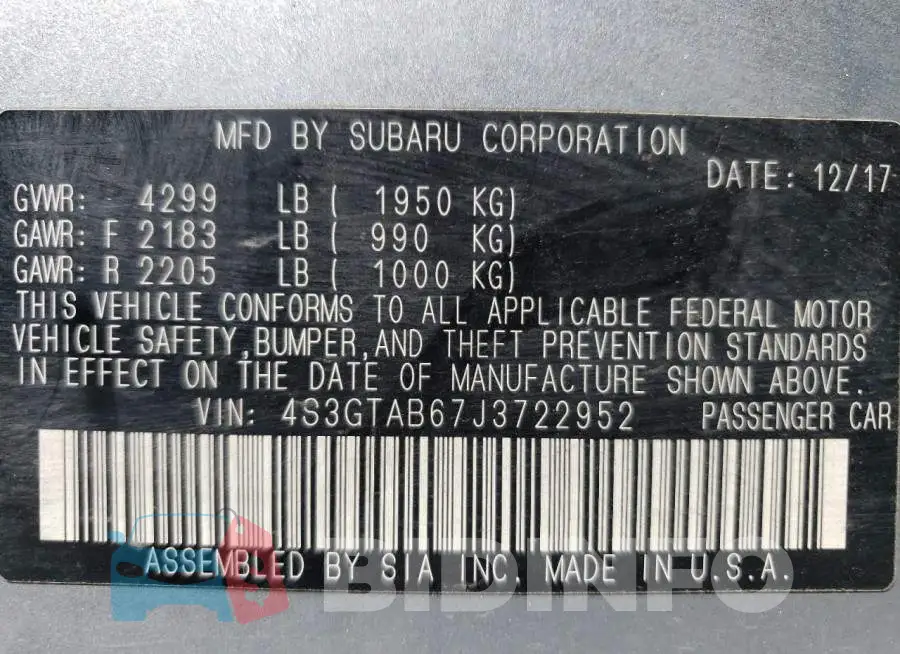 4S3GTAB67J3722952 Photo# 12
