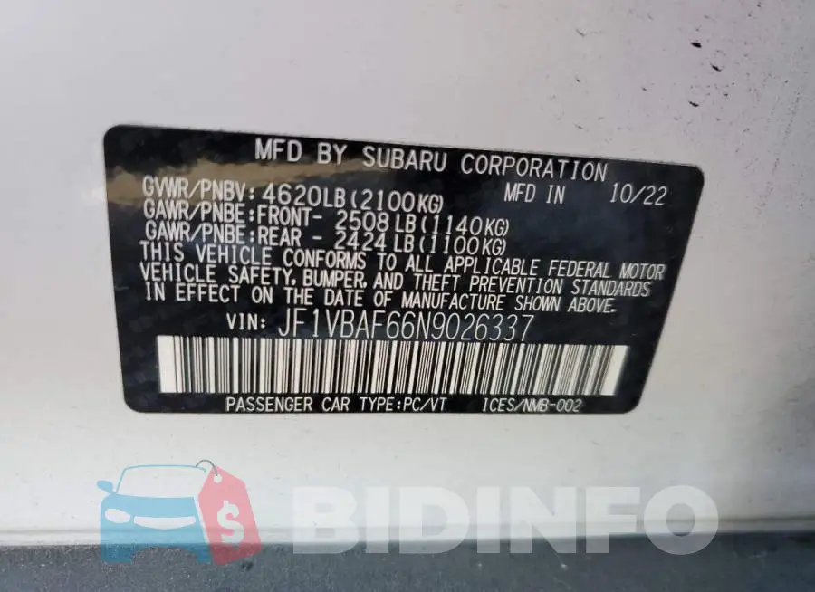 JF1VBAF66N9026337 Photo# 12