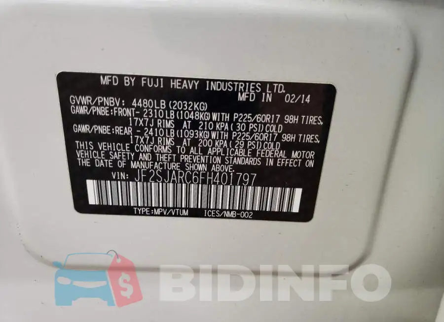 JF2SJARC6FH401797 Photo# 13