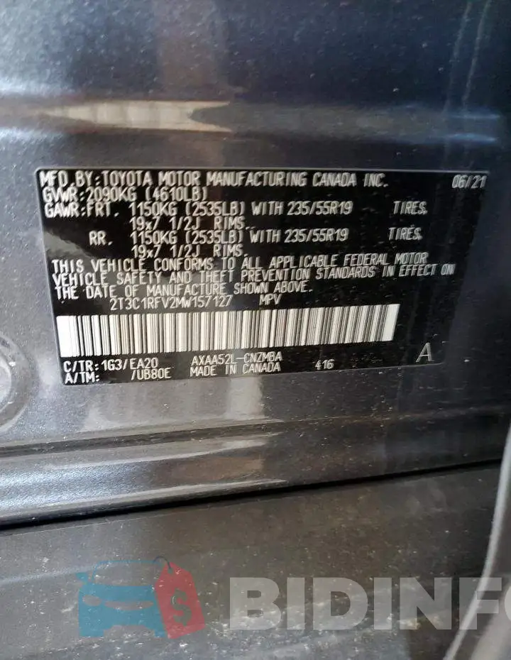 2T3C1RFV2MW157127 Photo# 13
