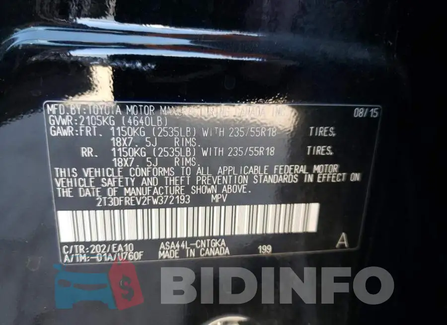 2T3DFREV2FW372193 Photo# 13