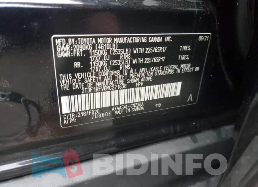2T3F1RFV6MC221636 Photo# 12