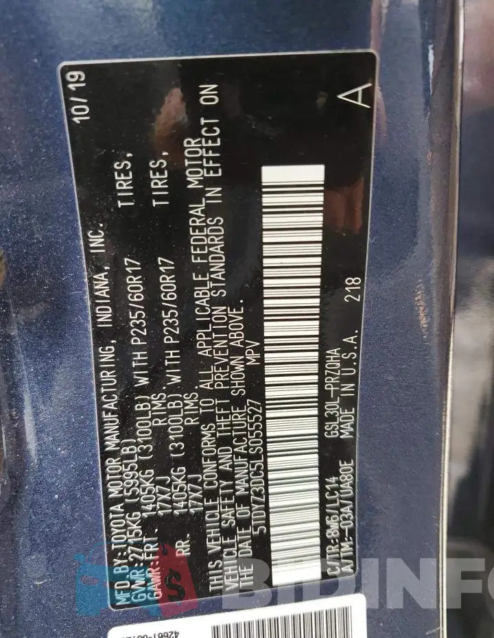 5TDYZ3DC5LS055527 Photo# 13