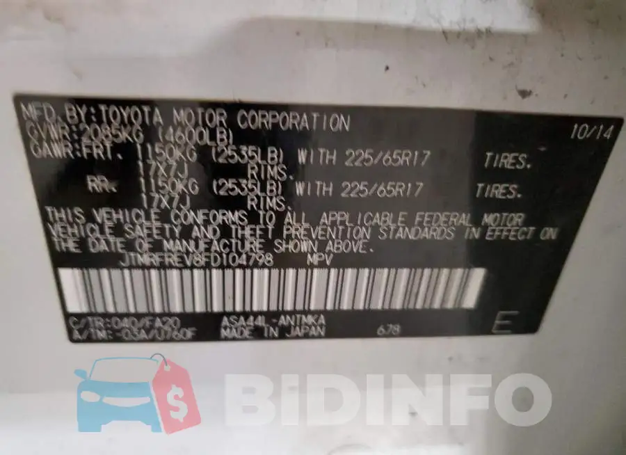 JTMRFREV8FD104798 Photo# 13