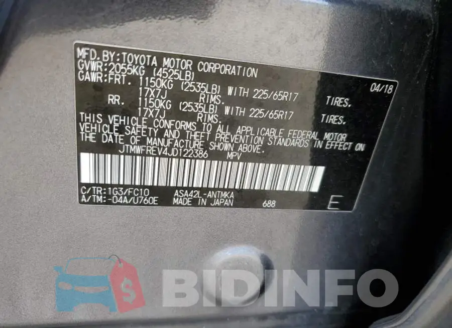 JTMWFREV4JD122386 Photo# 12