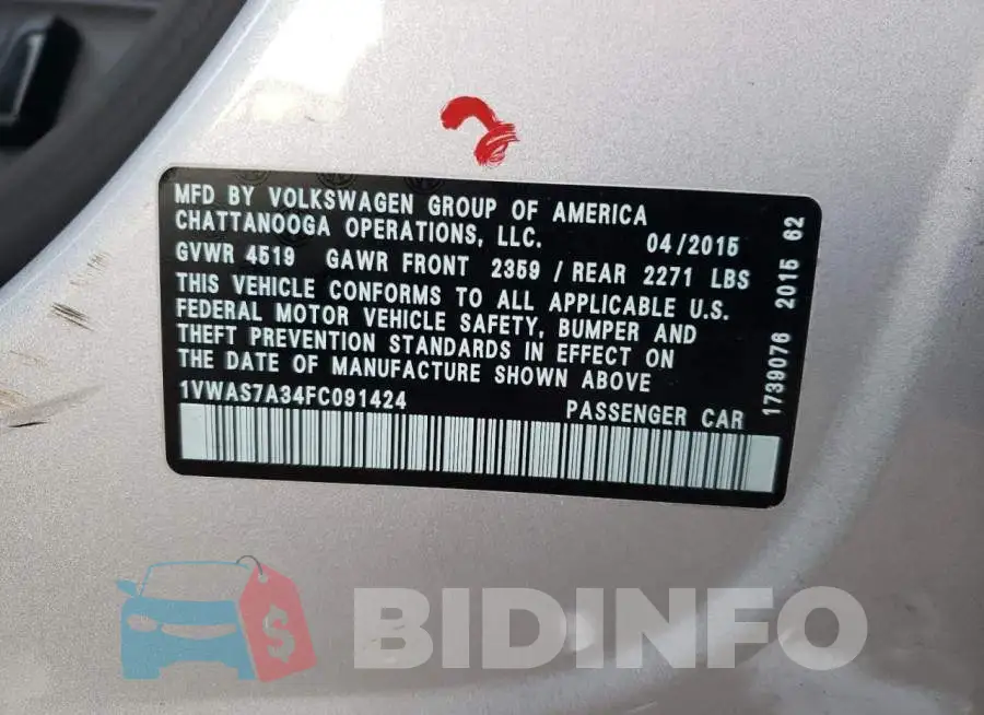 1VWAS7A34FC091424 Photo# 12