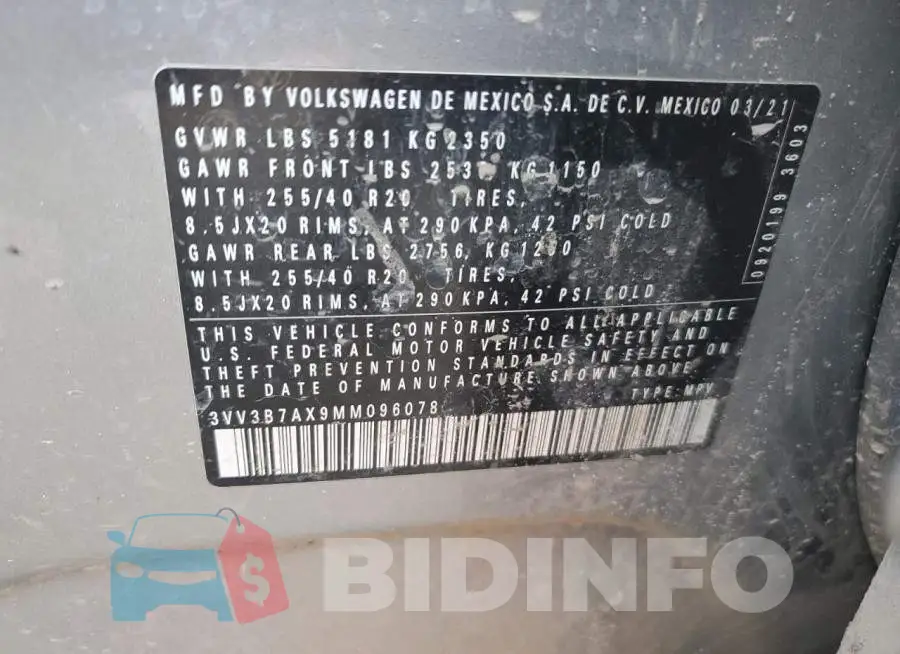 3VV3B7AX9MM096078 Photo# 14