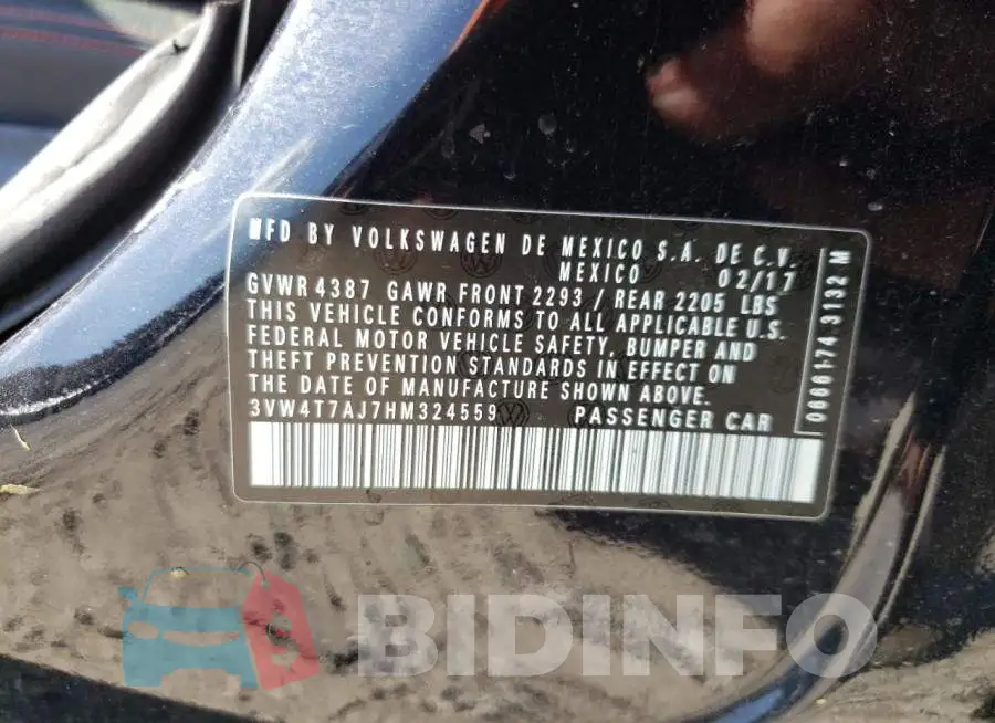 3VW4T7AJ7HM324559 Photo# 12
