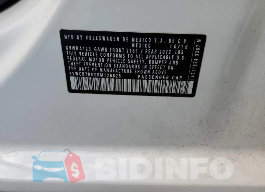 3VWCB7BU0KM126825 Photo# 12
