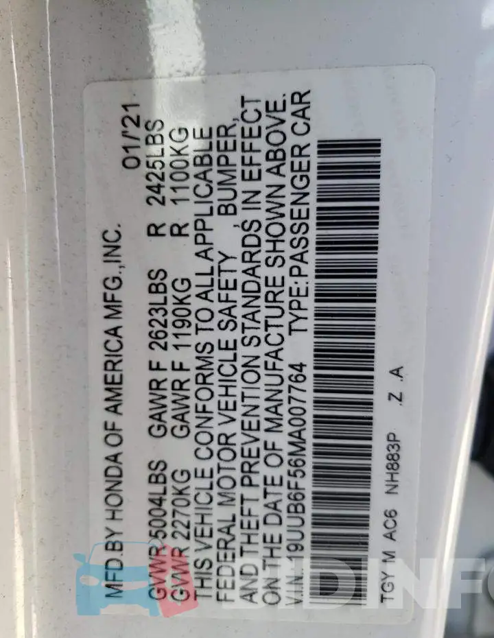 19UUB6F56MA007764 Photo# 12