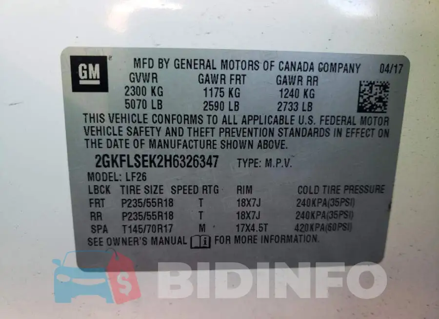 2GKFLSEK2H6326347 Photo# 12
