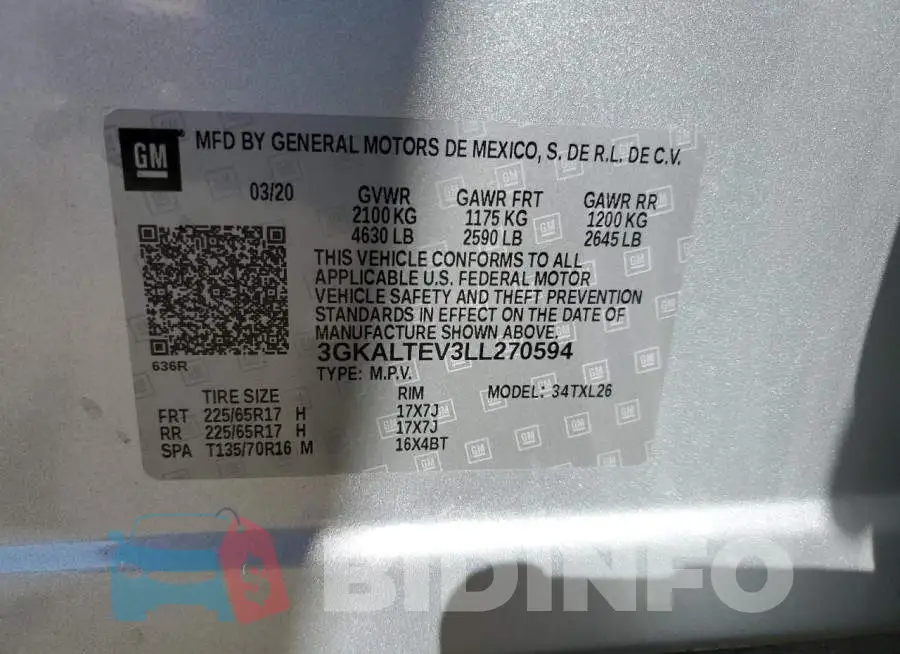 3GKALTEV3LL270594 Photo# 13