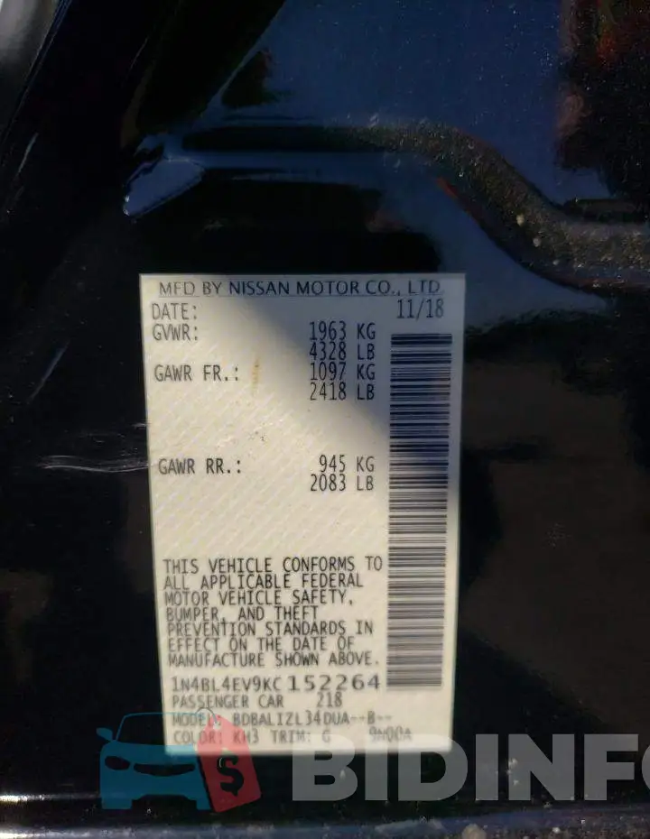 1N4BL4EV9KC152264 Photo# 12