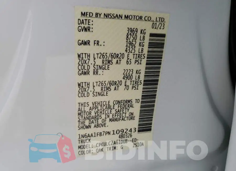 1N6AA1FB7PN109243 Photo# 12