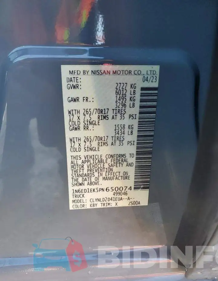 1N6ED1EK5PN650074 Photo# 12