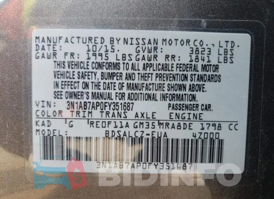 3N1AB7AP0FY351687 Photo# 12
