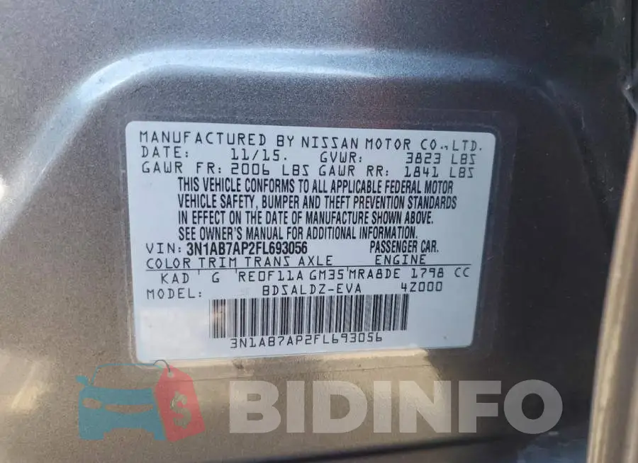 3N1AB7AP2FL693056 Photo# 12