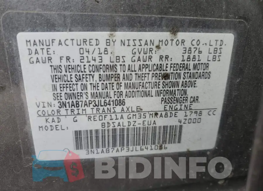 3N1AB7AP3JL641086 Photo# 13