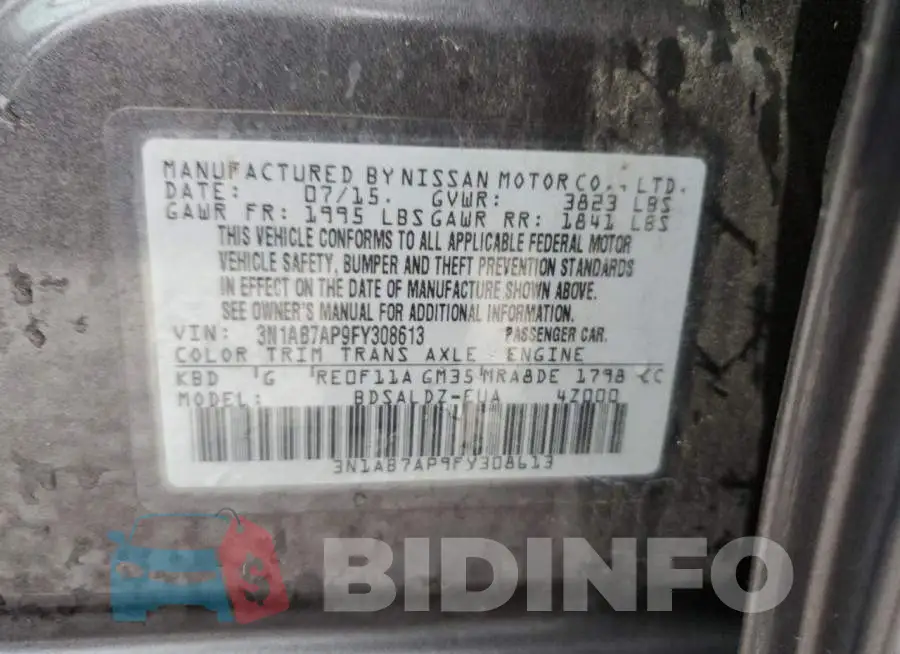 3N1AB7AP9FY308613 Photo# 13