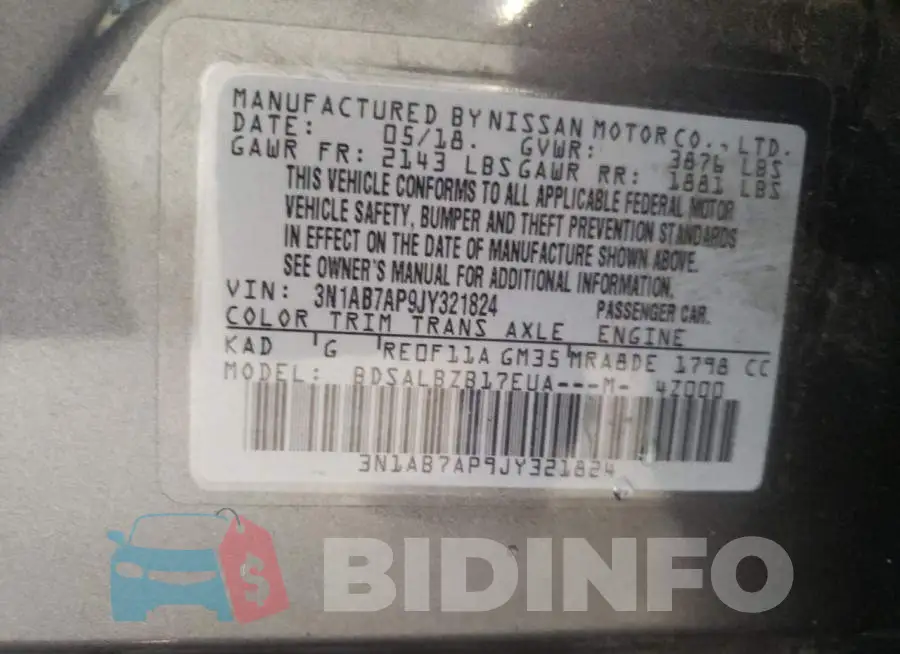 3N1AB7AP9JY321824 Photo# 12