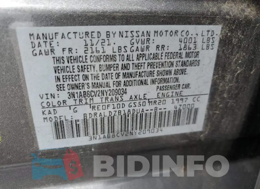 3N1AB8CV2NY209034 Photo# 12