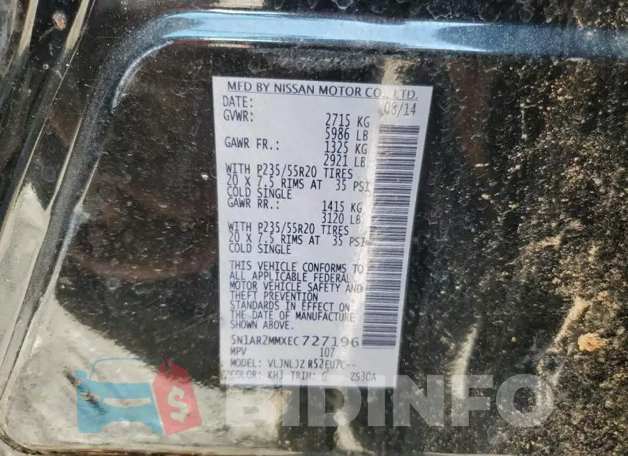 5N1AR2MMXEC727196 Photo# 13