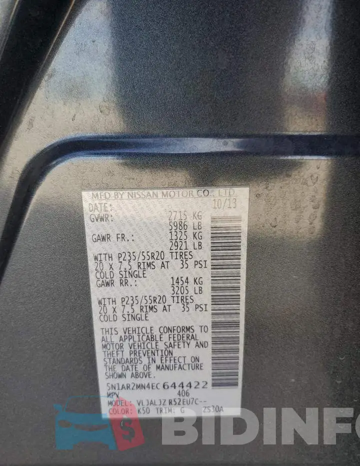 5N1AR2MN4EC644422 Photo# 12