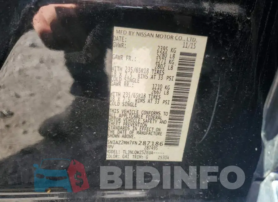 5N1AZ2MH7FN287186 Photo# 13