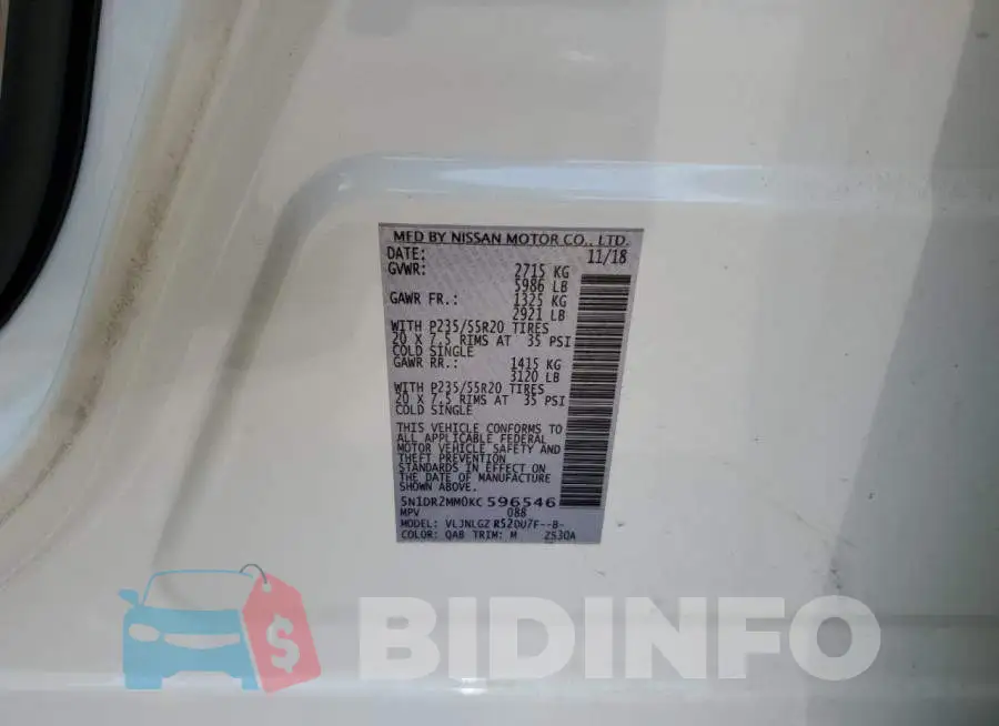 5N1DR2MM0KC596546 Photo# 13