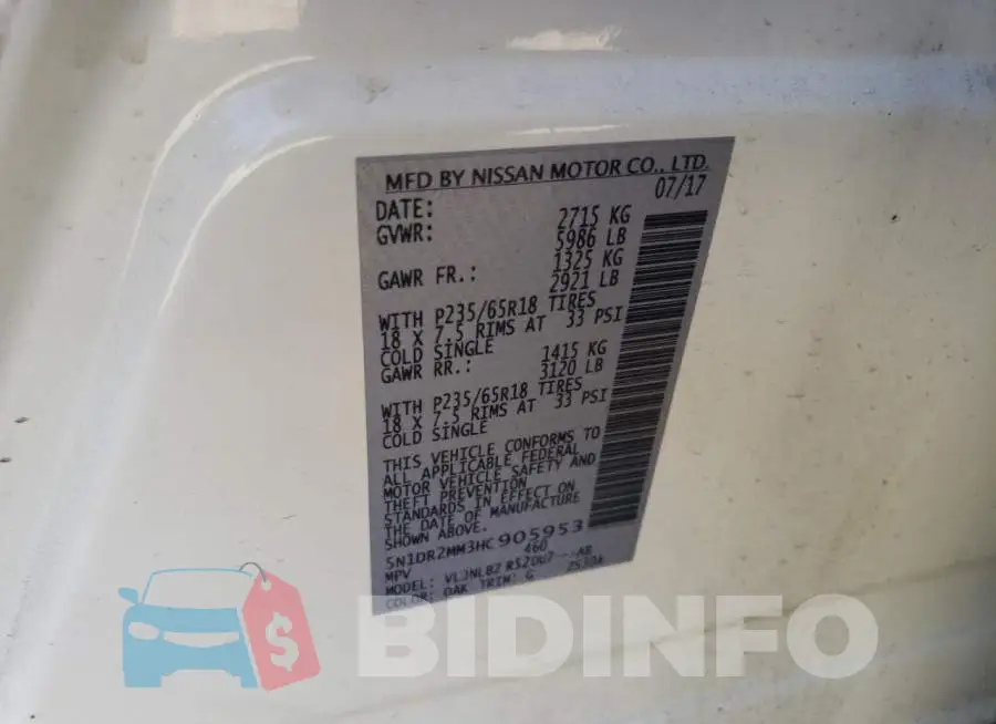 5N1DR2MM3HC905953 Photo# 14