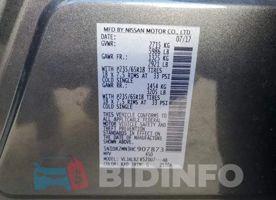 5N1DR2MN3HC907873 Photo# 13