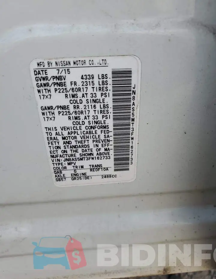 JN8AS5MT3FW162733 Photo# 13