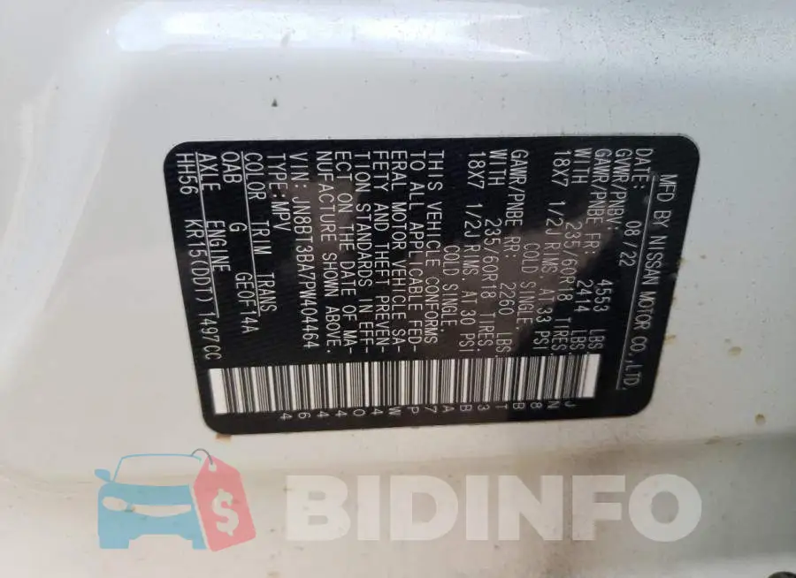 JN8BT3BA7PW404464 Photo# 13