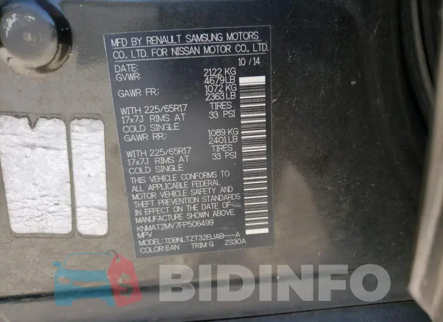 KNMAT2MV7FP506499 Photo# 13